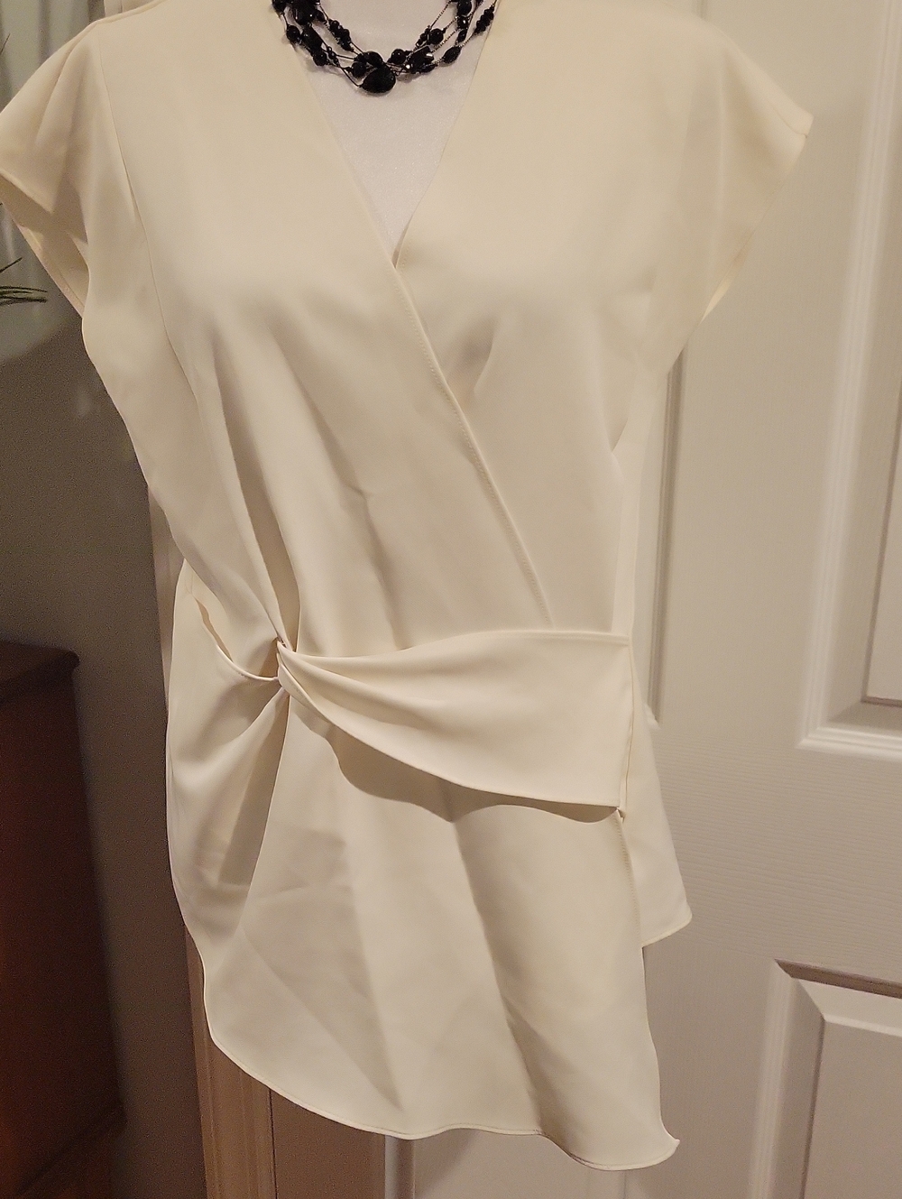 Cream Crossover Blouse